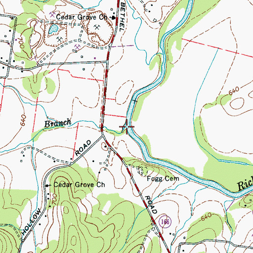 Topographic Map of Donahue Branch, TN
