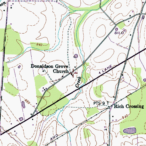 Topographic Map of Donaldson Grove Church, TN