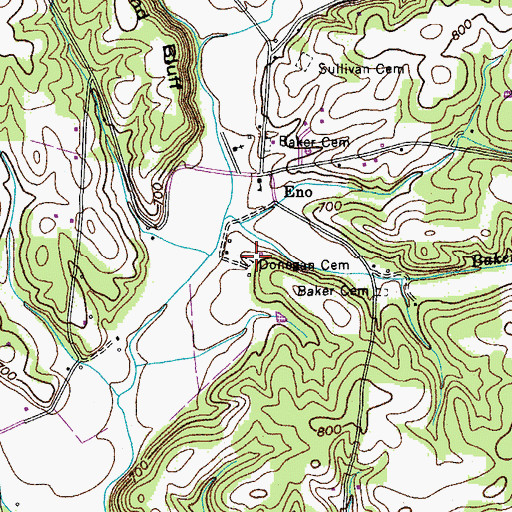 Topographic Map of Donegan Cemetery, TN