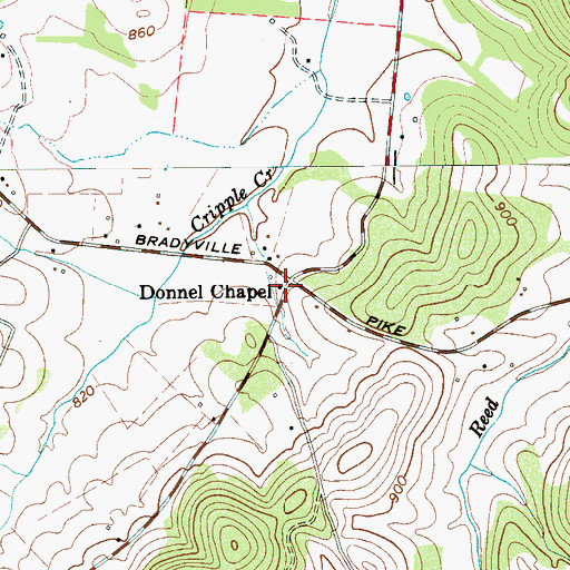 Topographic Map of Donnel Chapel, TN