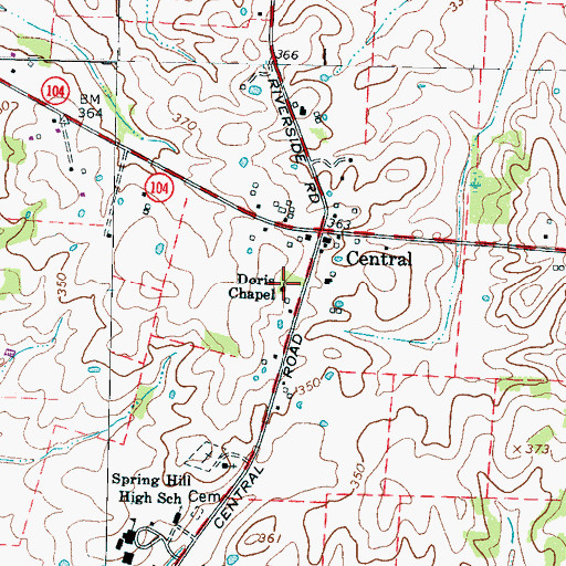 Topographic Map of Doris Chapel, TN