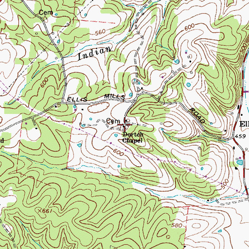 Topographic Map of Dortch Chapel, TN