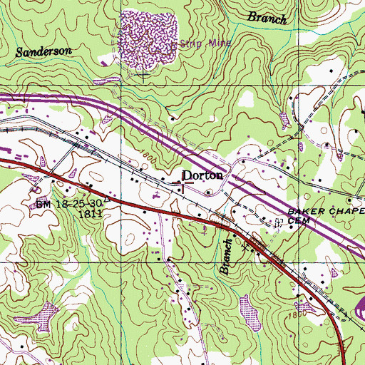 Topographic Map of Dorton, TN