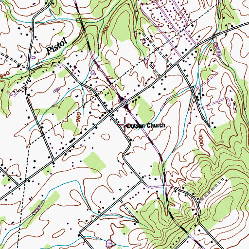 Topographic Map of Dotson Memorial Baptist Church, TN