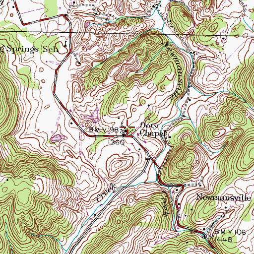 Topographic Map of Doty Chapel, TN