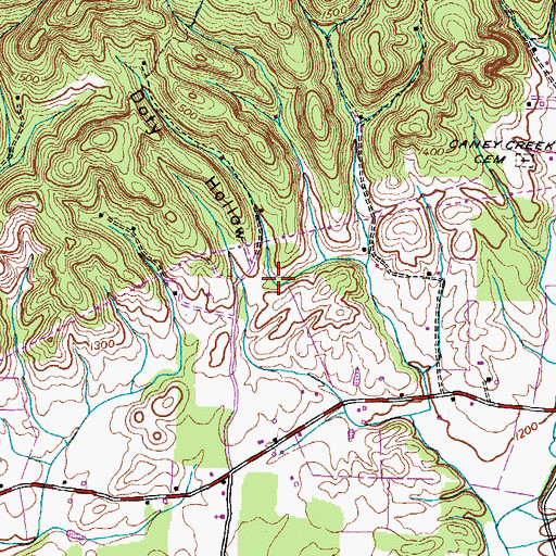 Topographic Map of Doty Hollow, TN