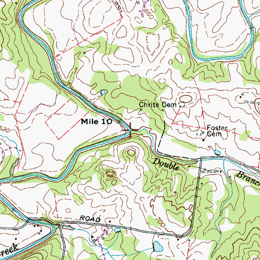 Topographic Map of Double Branch, TN