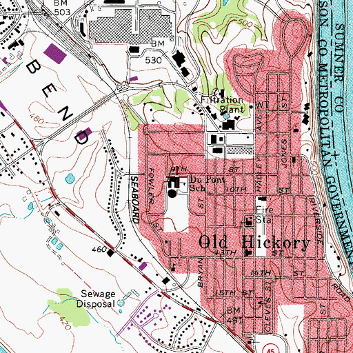 Topographic Map of Du Pont School, TN