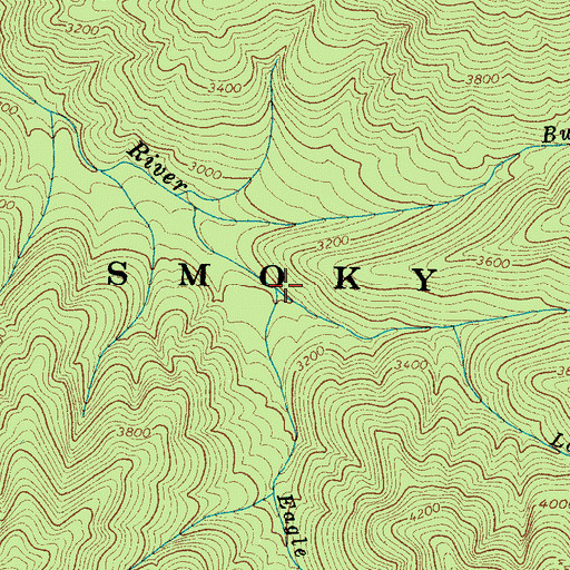 Topographic Map of Eagle Rocks Prong, TN