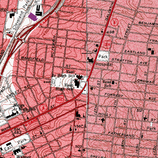 Topographic Map of East Junior High School, TN