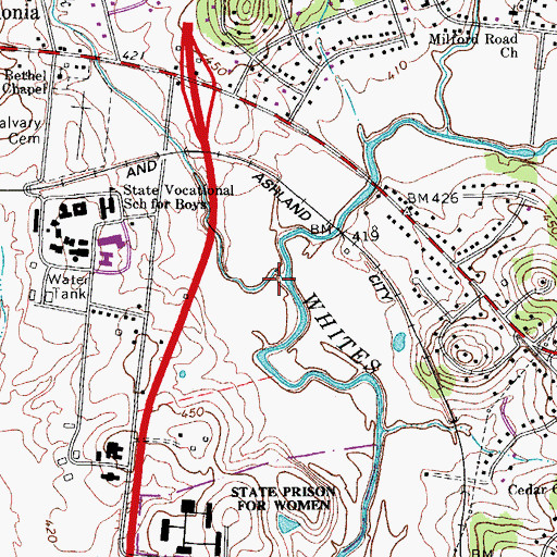 Topographic Map of Eaton Creek, TN
