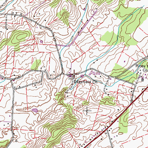Topographic Map of Edgefield Church, TN