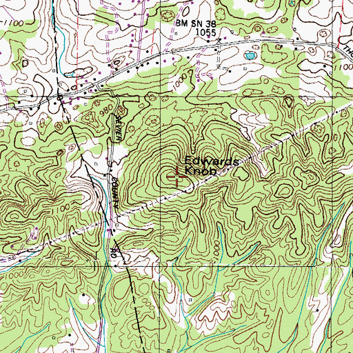 Topographic Map of Edwards Knob, TN