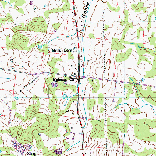 Topographic Map of Ephesus Church, TN