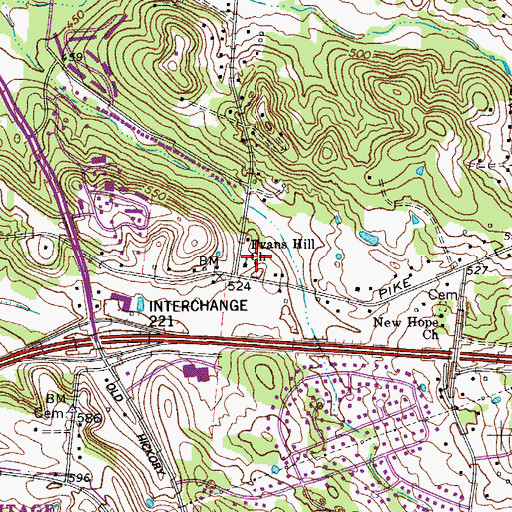 Topographic Map of Evans Hill Church, TN