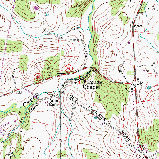 Topographic Map of Fagens Chapel, TN
