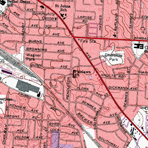 Topographic Map of Fairlawn Church, TN