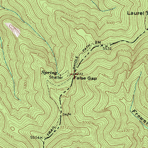 Topographic Map of False Gap, TN