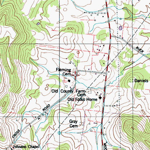 Topographic Map of Fleming Cemetery, TN