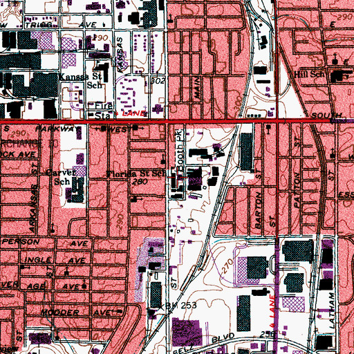 Topographic Map of Florida Street School, TN