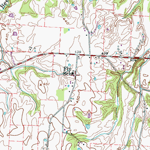 Topographic Map of Fly School, TN