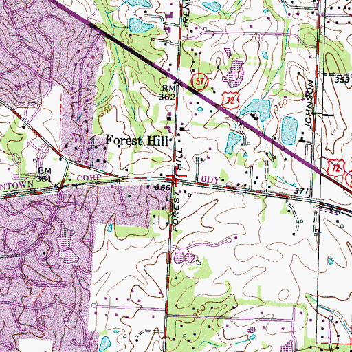 Topographic Map of Forest Hill, TN