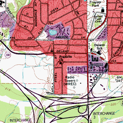 Topographic Map of Franklin Church, TN