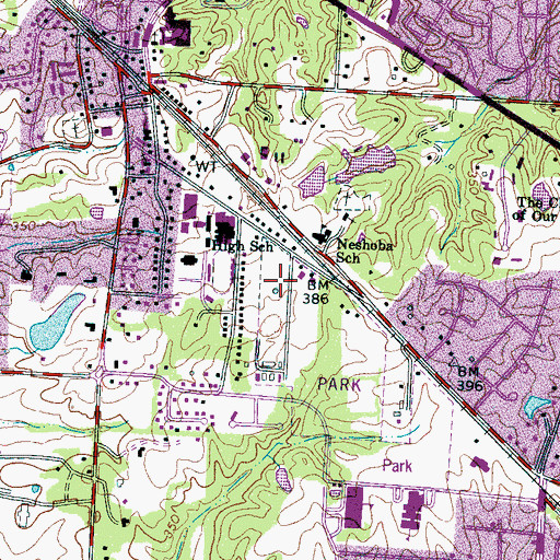 Topographic Map of Franklin-Morgan Woods-Cloyes Park, TN
