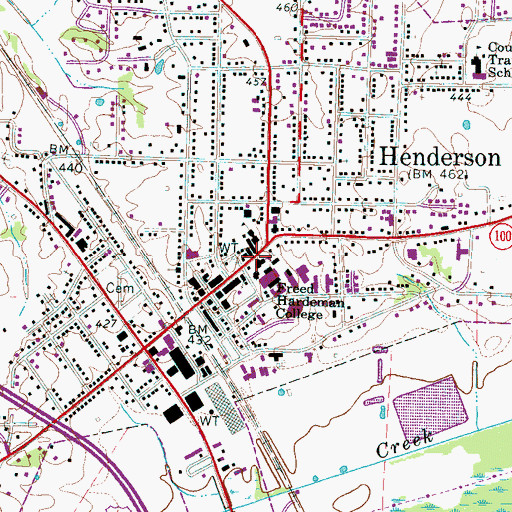 Topographic Map of Freed - Hardeman University, TN