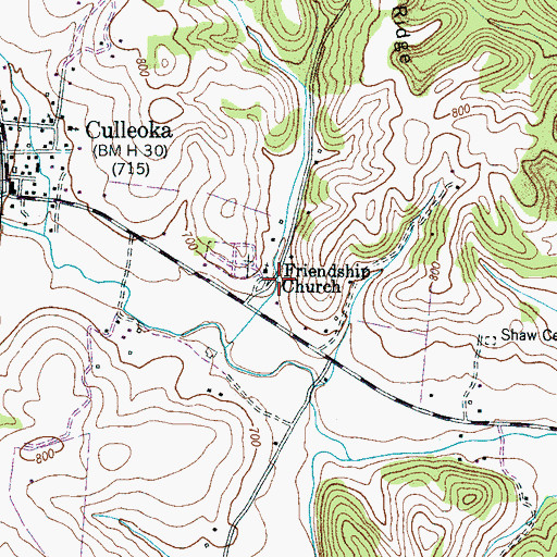 Topographic Map of Friendship Church, TN