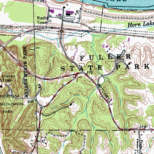 Topographic Map of Fuller State Park, TN