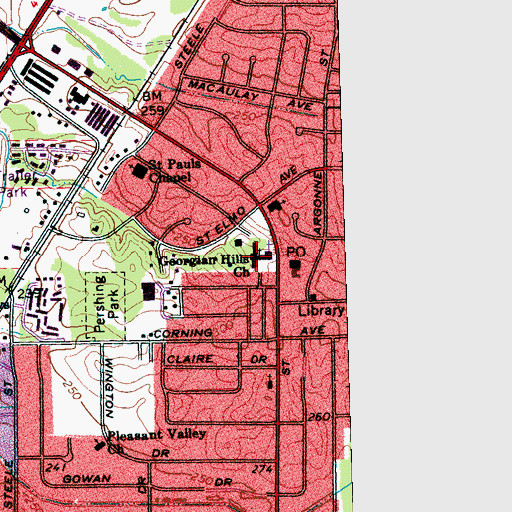 Topographic Map of Georgian Hills Church, TN