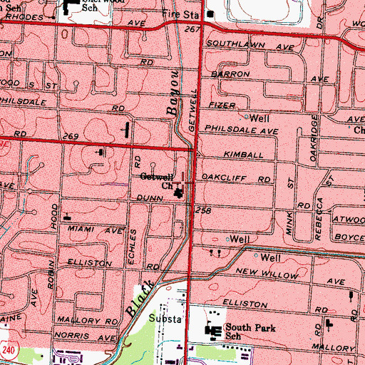 Topographic Map of Getwell Church, TN