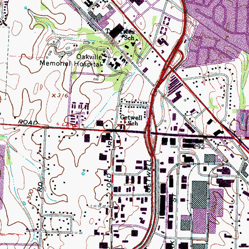 Topographic Map of Getwell School, TN