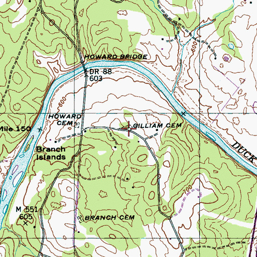 Topographic Map of Gilliam Cemetery, TN