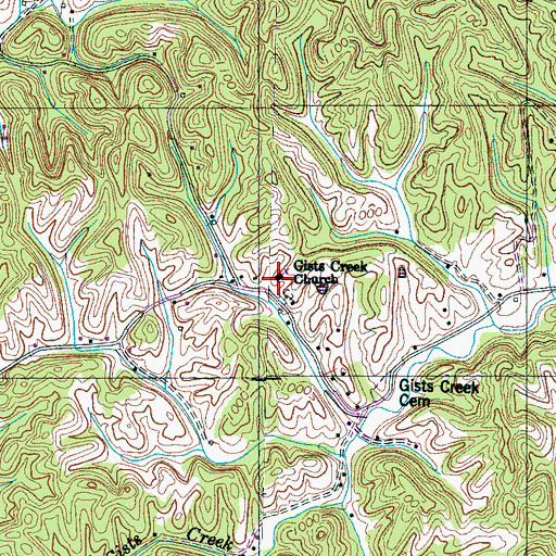 Topographic Map of Gists Creek Church, TN
