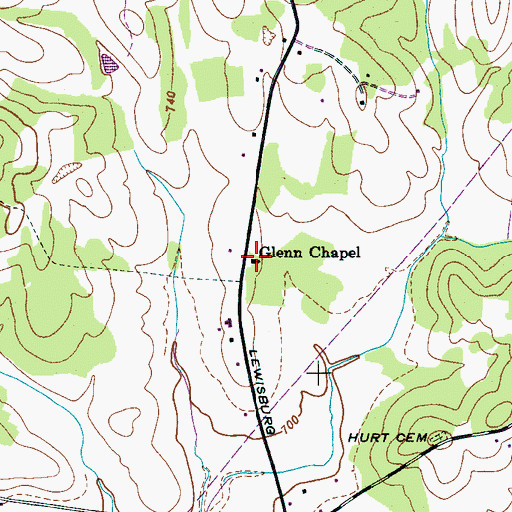 Topographic Map of Glenn Chapel, TN