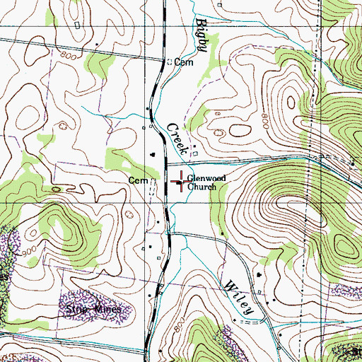 Topographic Map of Glenwood Church, TN
