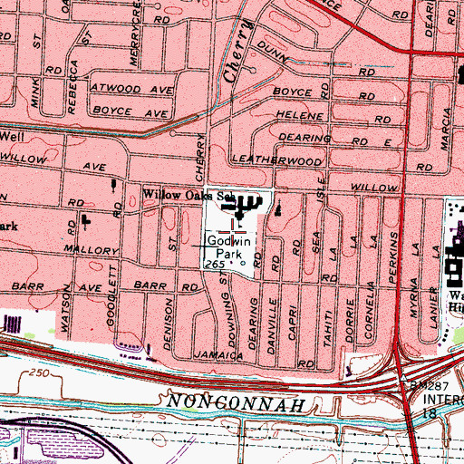 Topographic Map of Godwin Park, TN