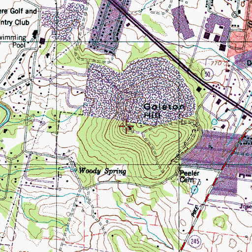 Topographic Map of Golston Hill, TN
