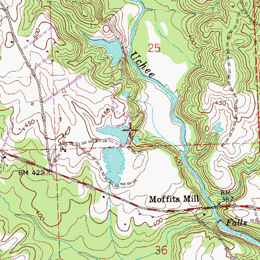 Topographic Map of Gullatte Dam, AL