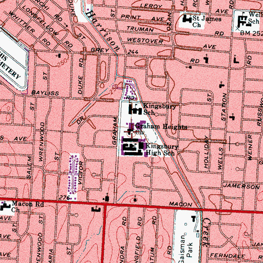 Topographic Map of Graham Heights Church, TN