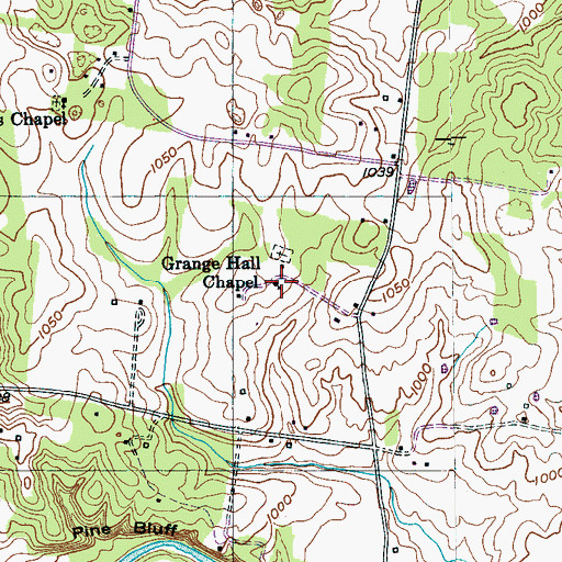 Topographic Map of Grange Hall Chapel, TN