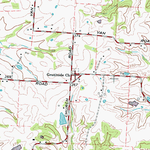 Topographic Map of Gratitude Church, TN