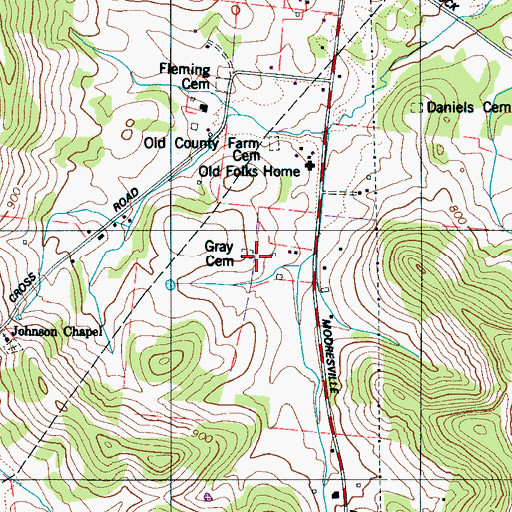 Topographic Map of Gray Cemetery, TN