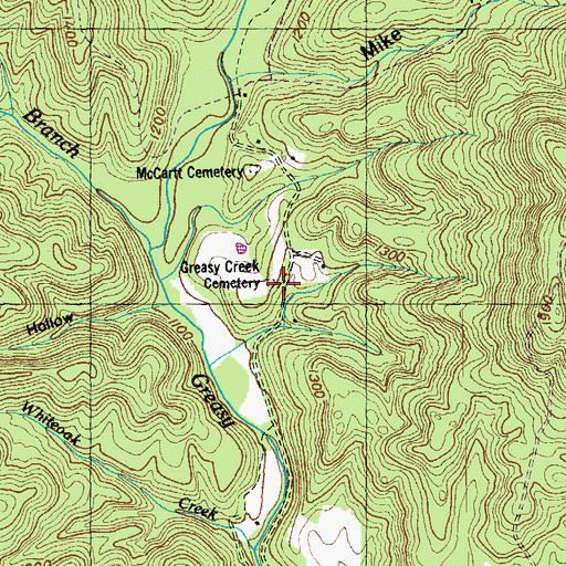Topographic Map of Greasy Creek Cemetery, TN