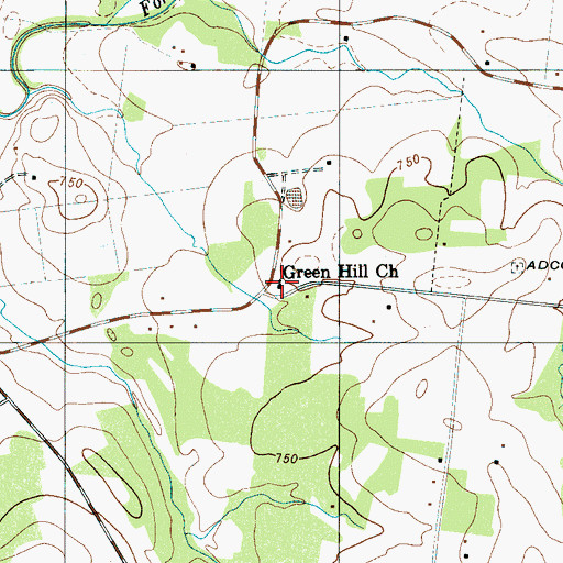Topographic Map of Green Hill Church, TN
