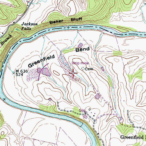 Topographic Map of Greenfield Bend, TN