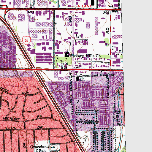 Topographic Map of Greenland Heights Church, TN