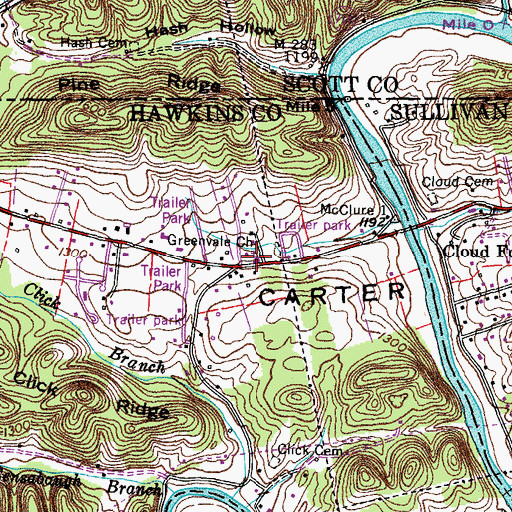 Topographic Map of Greenvale Church, TN